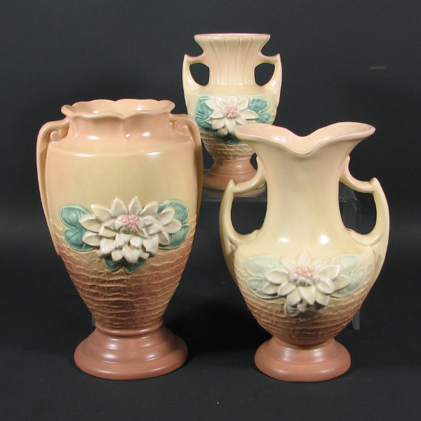 Appraisal: Hull Water Lily - Vases Lot of three Water Lily