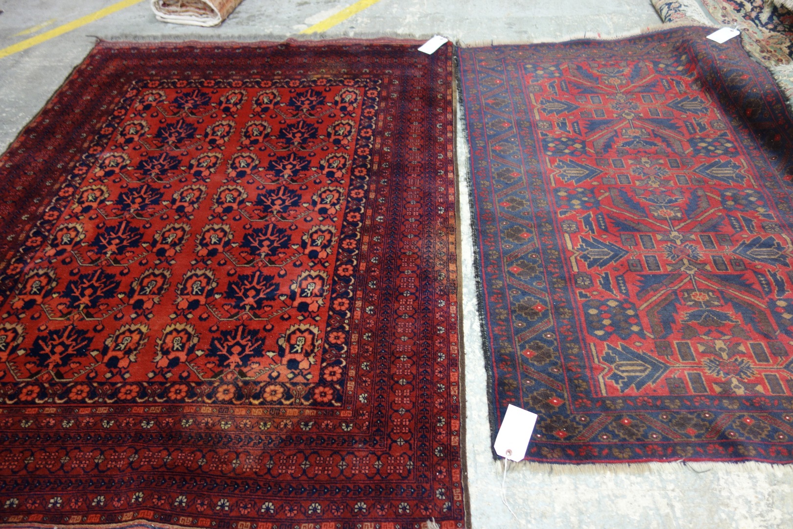 Appraisal: A Beshir rug Turkman the madder field with rows of