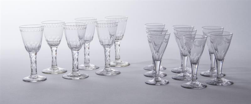 Appraisal: TWO SETS OF ENGLISH PORT GLASSES The set of six