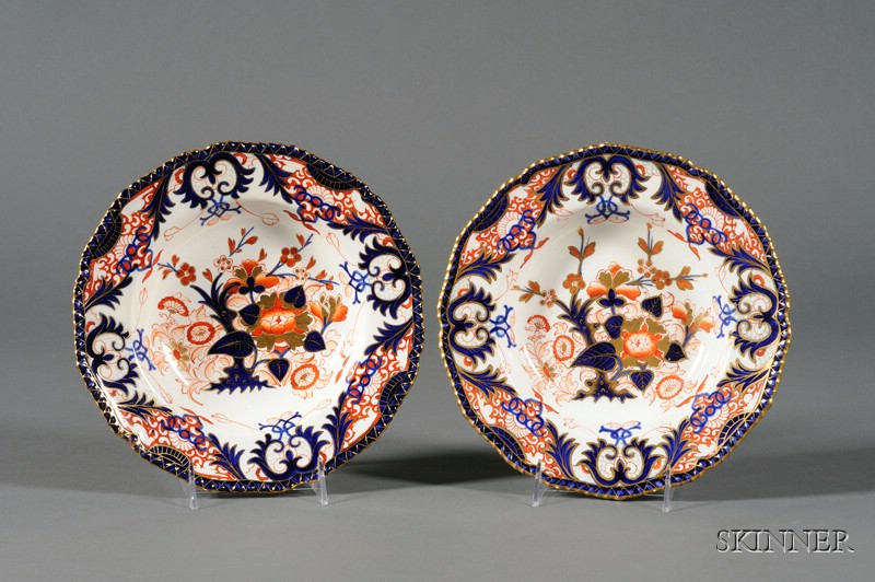 Appraisal: Pair of Bloor Derby Porcelain Imari Palette Soup Bowls c