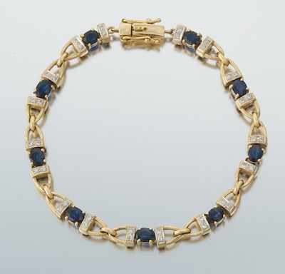 Appraisal: A Ladies' Sapphire and Diamond Link Bracelet k yellow gold