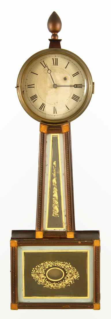 Appraisal: ANTIQUE AMERICAN BANJO CLOCK Circa Boston School In mahogany case