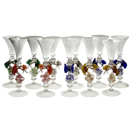 Appraisal: Set of Twelve William Gudenrath Venetian Style Glass Goblets Estimate