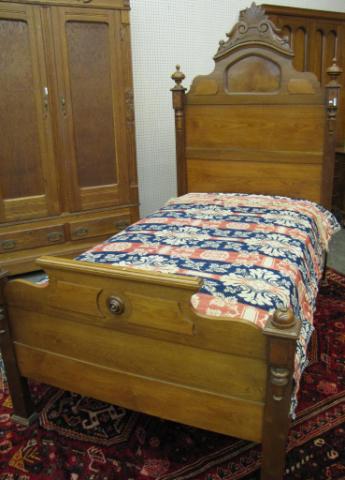 Appraisal: Carved Victorian Bed walnut size with headboard footboard rails custom