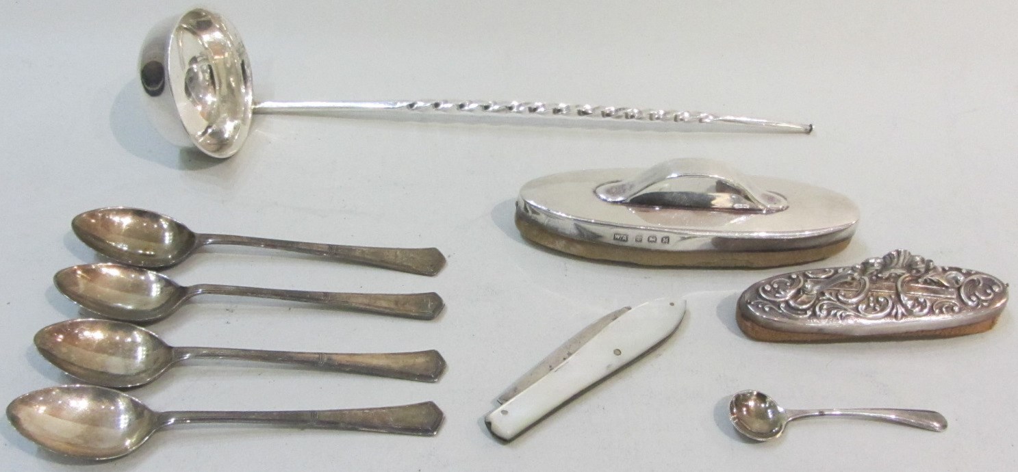 Appraisal: Silver and silver mounted wares comprising a Victorian toddy ladle