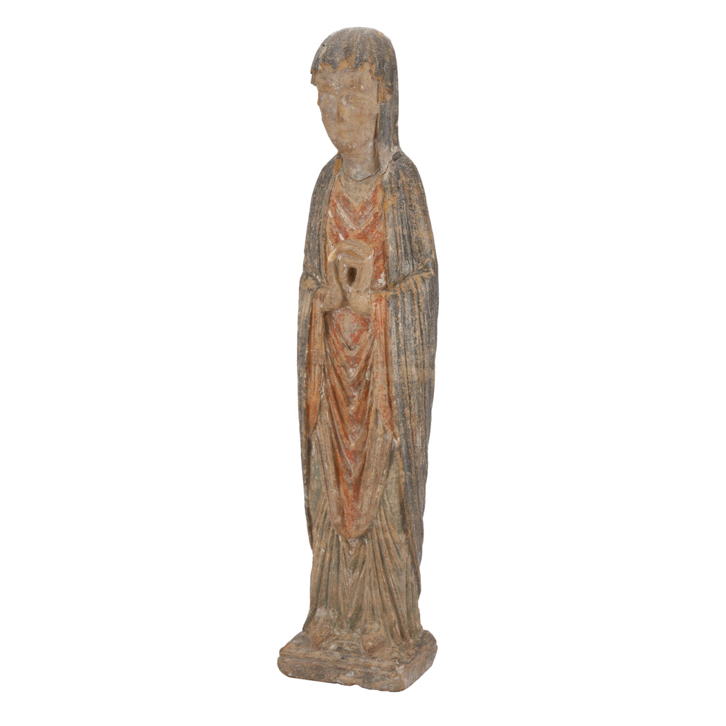 Appraisal: French Polychrome Decorated Limestone Figure of the Virgin th Century