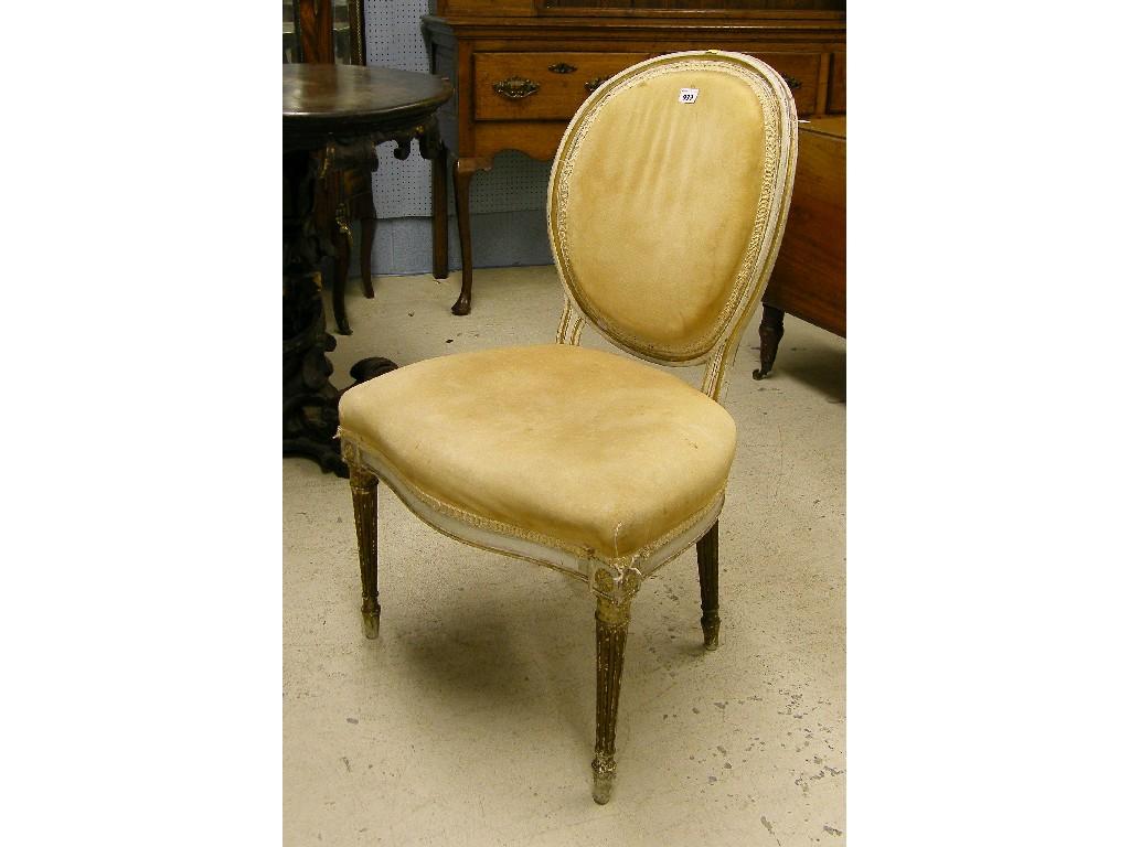 Appraisal: th century French dining chair the oval upholstered back and