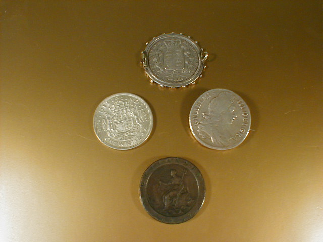 Appraisal: Two coin brooch and pendants crown penny