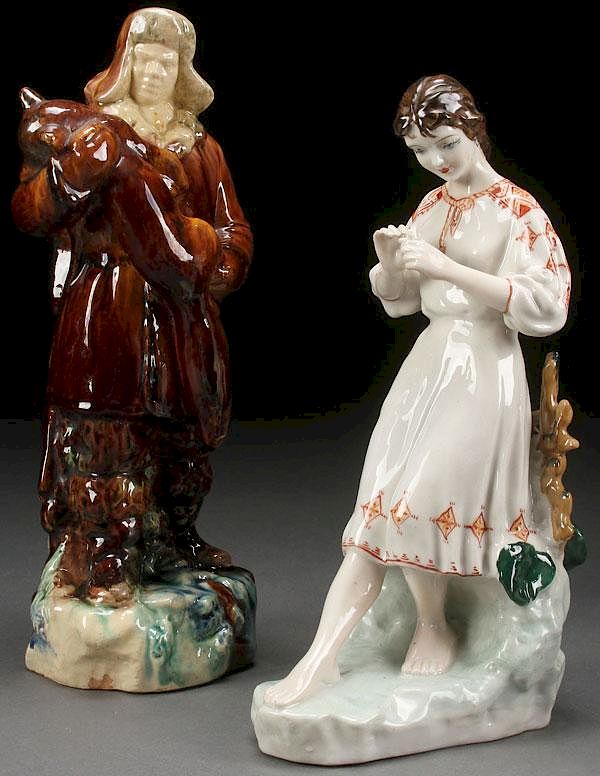 Appraisal: A PAIR OF RUSSIAN SOVIET GLAZED FIGURES A PAIR OF