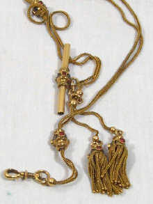 Appraisal: A high carat gold fob chain with concealed watch key