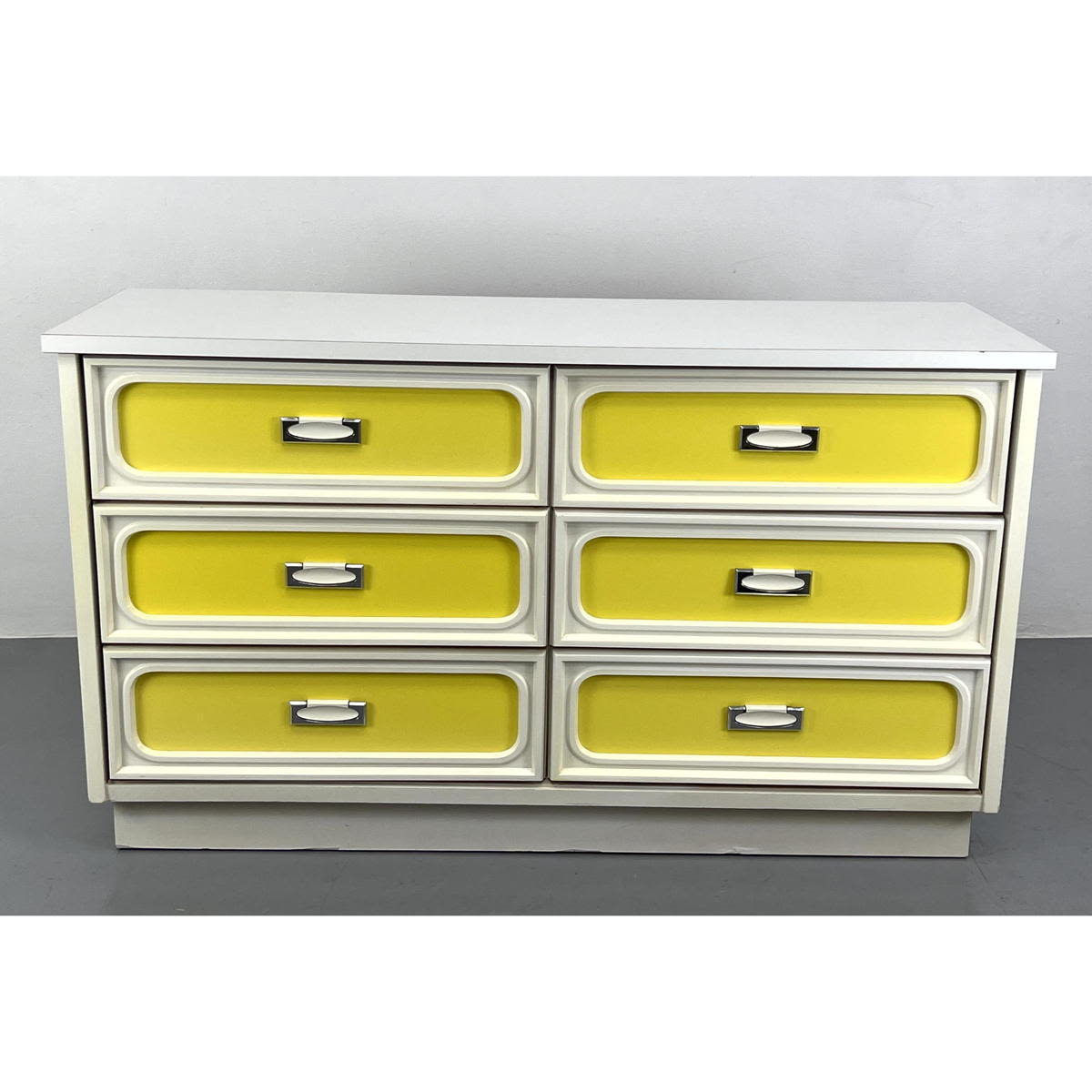 Appraisal: s Modern White and Yellow Low Chest Dresser Few edge