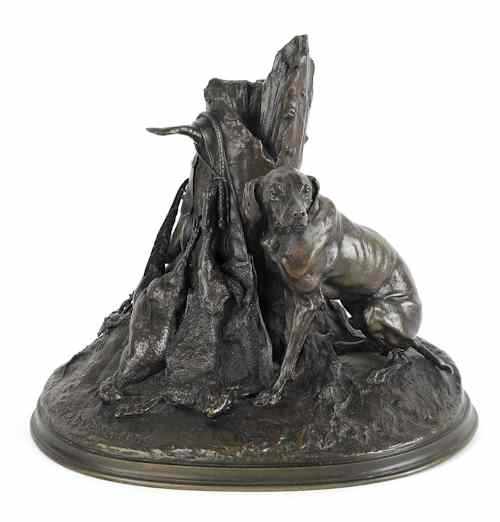 Appraisal: Pierre Jules Mene French - bronze figure of a dog