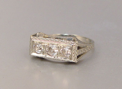 Appraisal: K WHITE GOLD EURO CUT DIAMOND RING CA 'S A