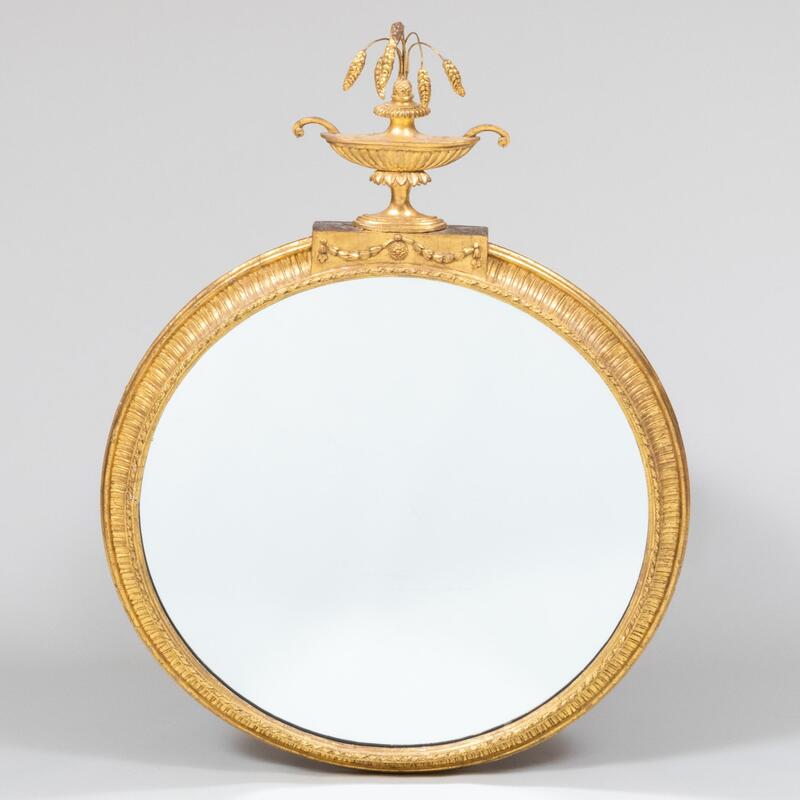 Appraisal: George III Giltwood Circular Mirror ft in x in diam