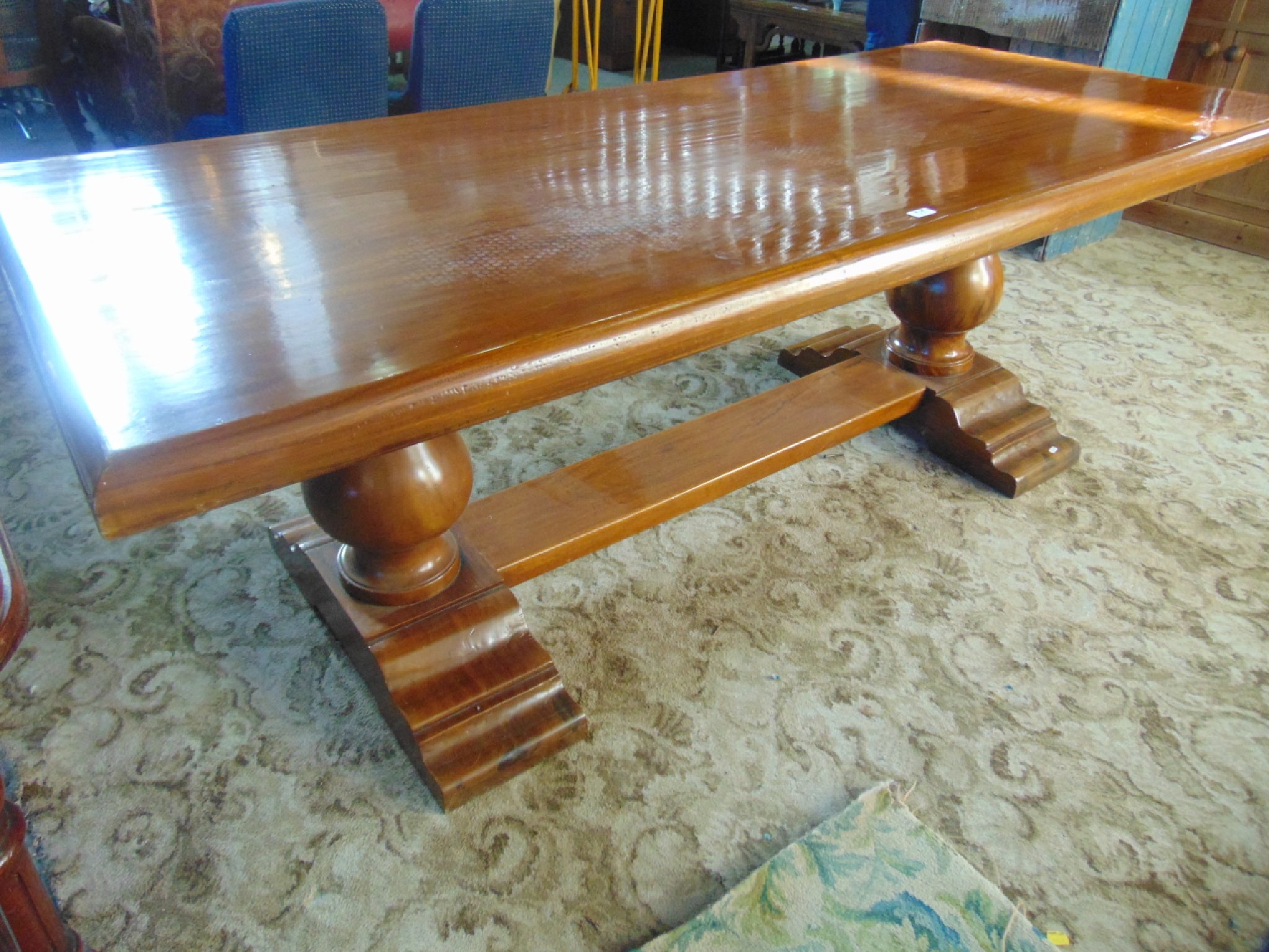 Appraisal: A substantial hardwood refectory dining table the thick rectangular top