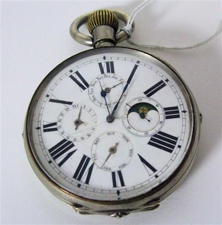 Appraisal: A late th century white metal cased watch the oversized