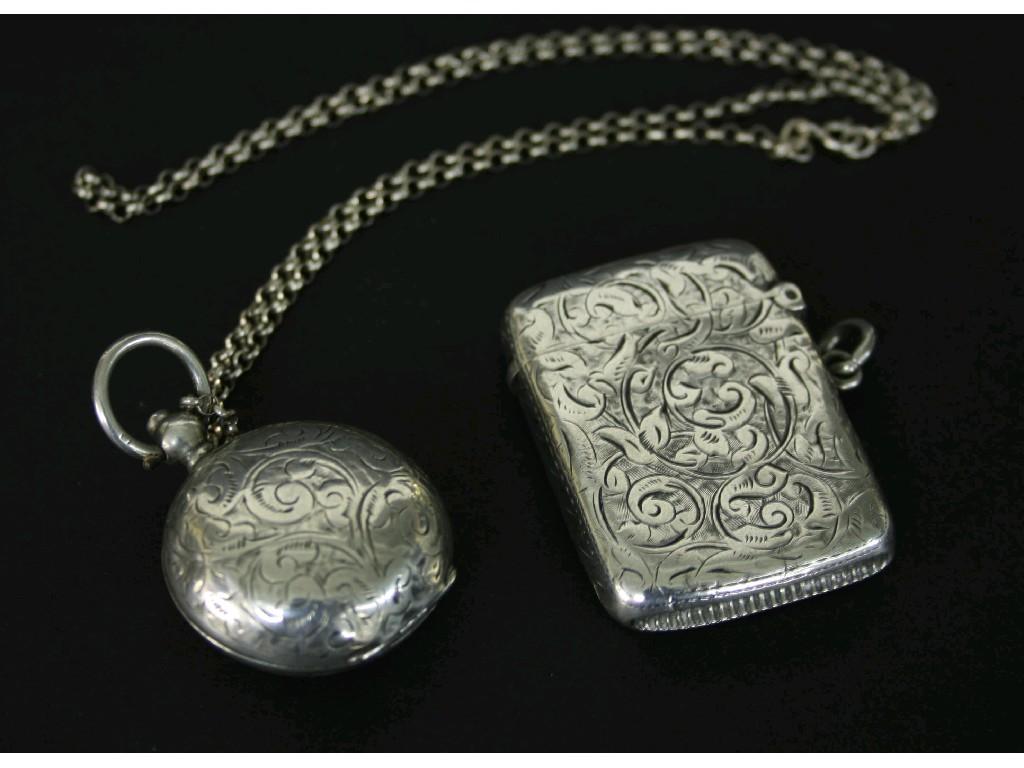 Appraisal: Late Victorian engraved silver vesta case maker JW Birmingham high