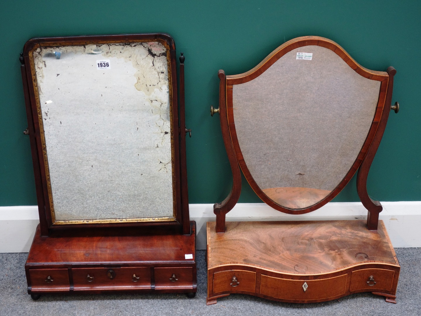 Appraisal: A mid th century parcel gilt mahogany toilet mirror with