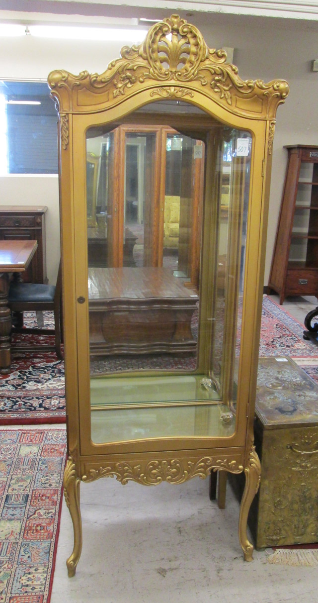 Appraisal: LOUIS XV STYLE GILTWOOD VITRINE American mid- th century Dimensions