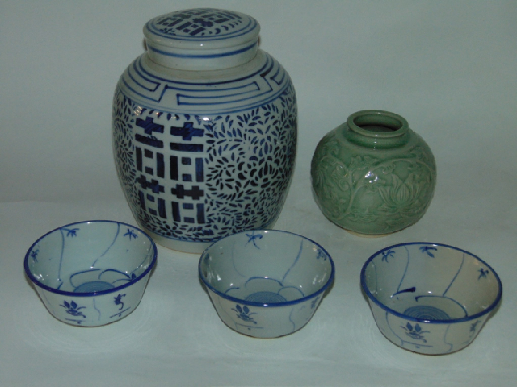 Appraisal: An oriental blue and white ginger jar and cover height