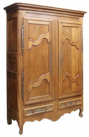 Appraisal: French Provincial Louis XV style oak armoire th c molded