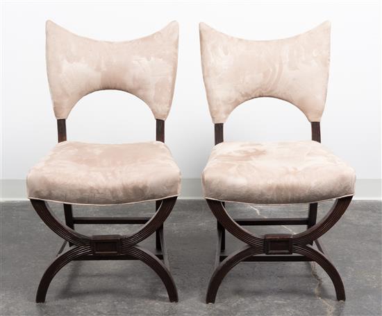 Appraisal: Sale Lot A Pair of Suede Upholstered Side Chairs the