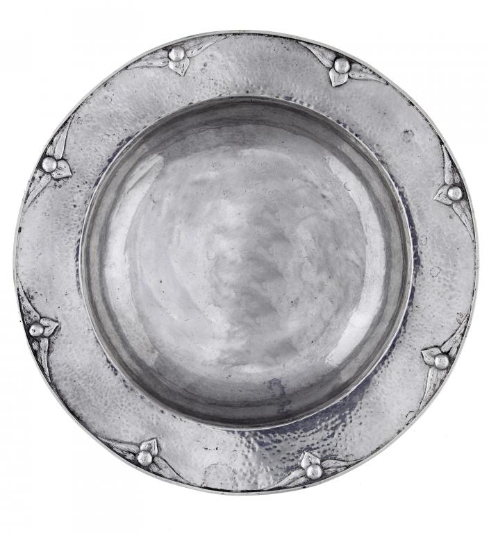 Appraisal: A GUILD OF HANDICRAFT SILVER DISH the broad rim applied