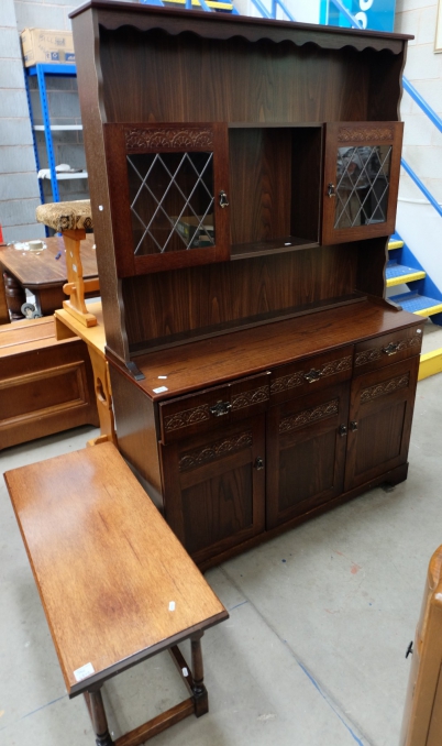 Appraisal: Dark Wood reproduction dresser and oak coffee table