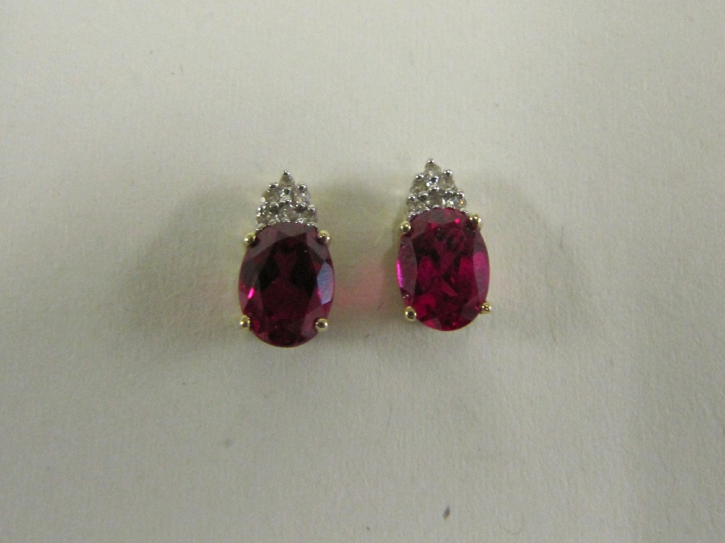 Appraisal: Lot comprising pair of ct gold mounted ruby and diamond