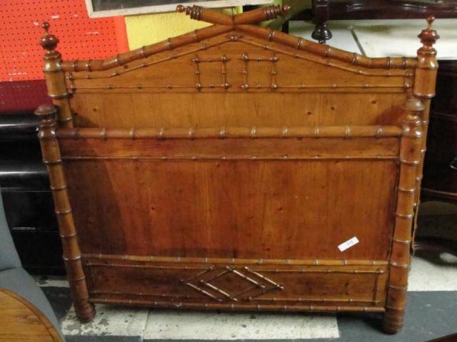 Appraisal: Victorian Bamboo and Pine Bedstead From a Manhattan apartment Dimensions