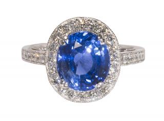 Appraisal: Sapphire diamond and k white gold ring GIA report Sapphire