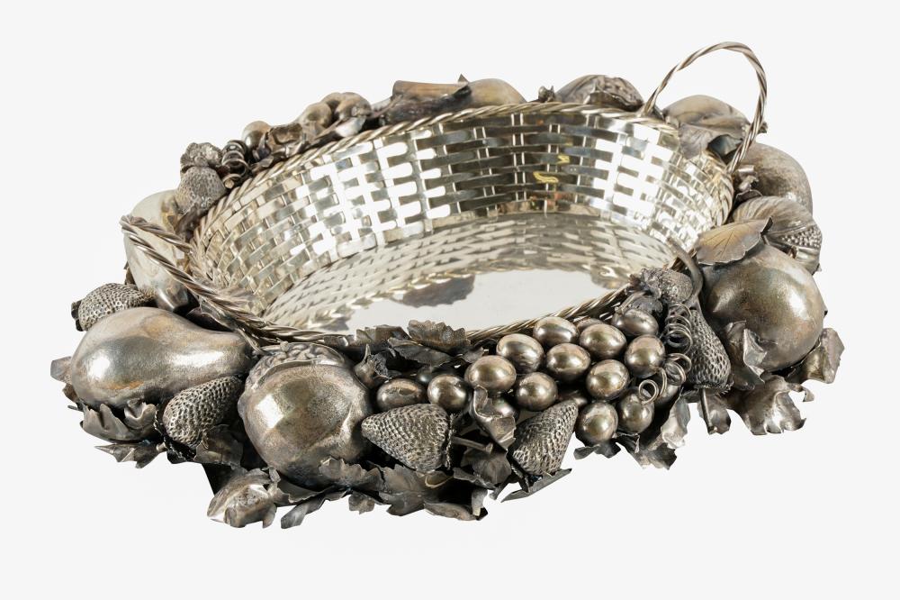 Appraisal: SILVER-PLATE FRUIT BASKET CENTER BOWLunmarked inches wide inches deep inches