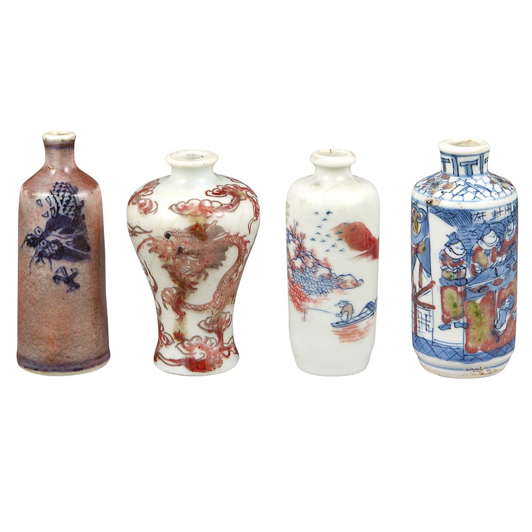 Appraisal: Group of Four Chinese Red Blue and White Glazed Porcelain