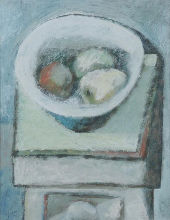 Appraisal: FRANK SCHAEFFER Brazilian b STILL LIFE WITH PEARS IN A