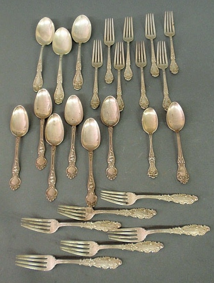 Appraisal: Sterling silver flatware various patterns and makers pieces Largest spoon