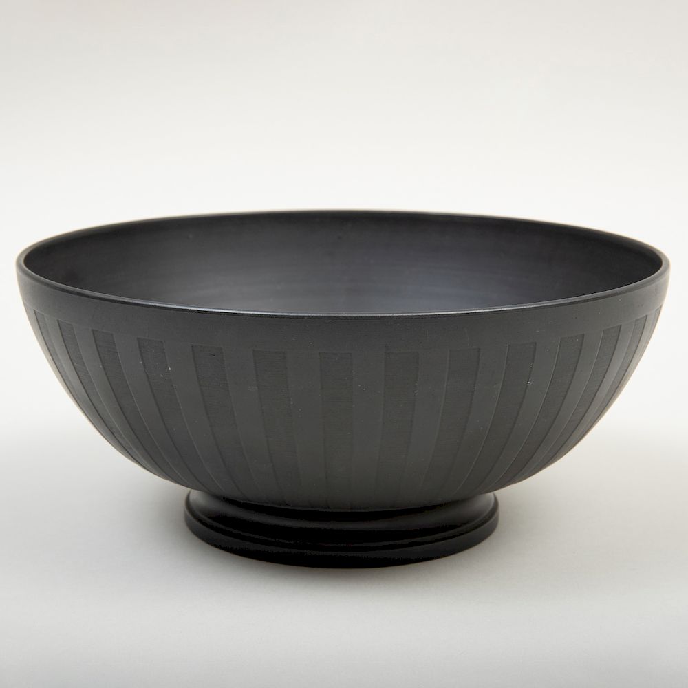 Appraisal: Wedgwood Black Basalt Engine-Turned Circular Bowl Impressed lowercase mark in