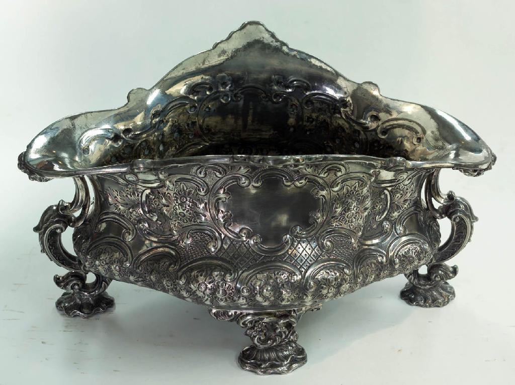 Appraisal: LATE th CENTURY ROCOCO REVIVAL SILVER-PLATED JARDINIERE cast with scrolls