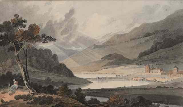 Appraisal: ATTRIBUTED TO HUGH O'NEILL - A mountainous river landscape with