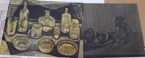 Appraisal: H HISAO JAPANESE SCHOOL STILL LIFE WITH BOTTLES TOGETHER WITH