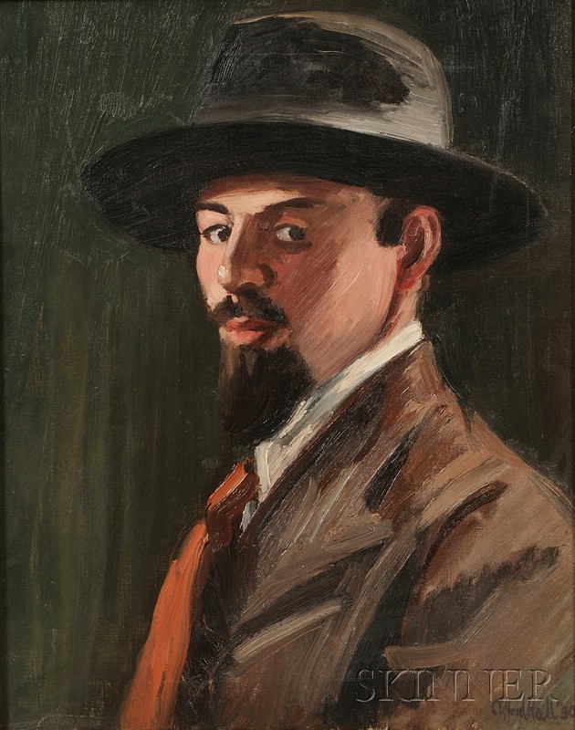 Appraisal: Clifford Hall British - Self Portrait Signed and dated Clifford