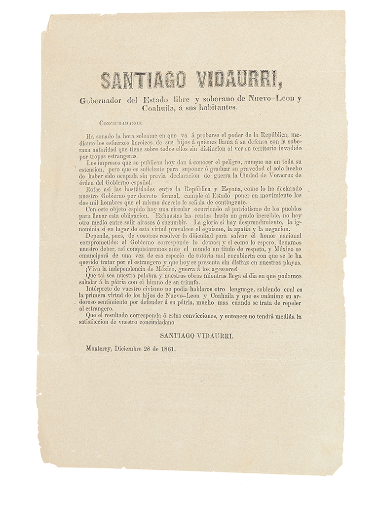 Appraisal: MEXICO Archive of broadsides and documents from Nuevo Le n