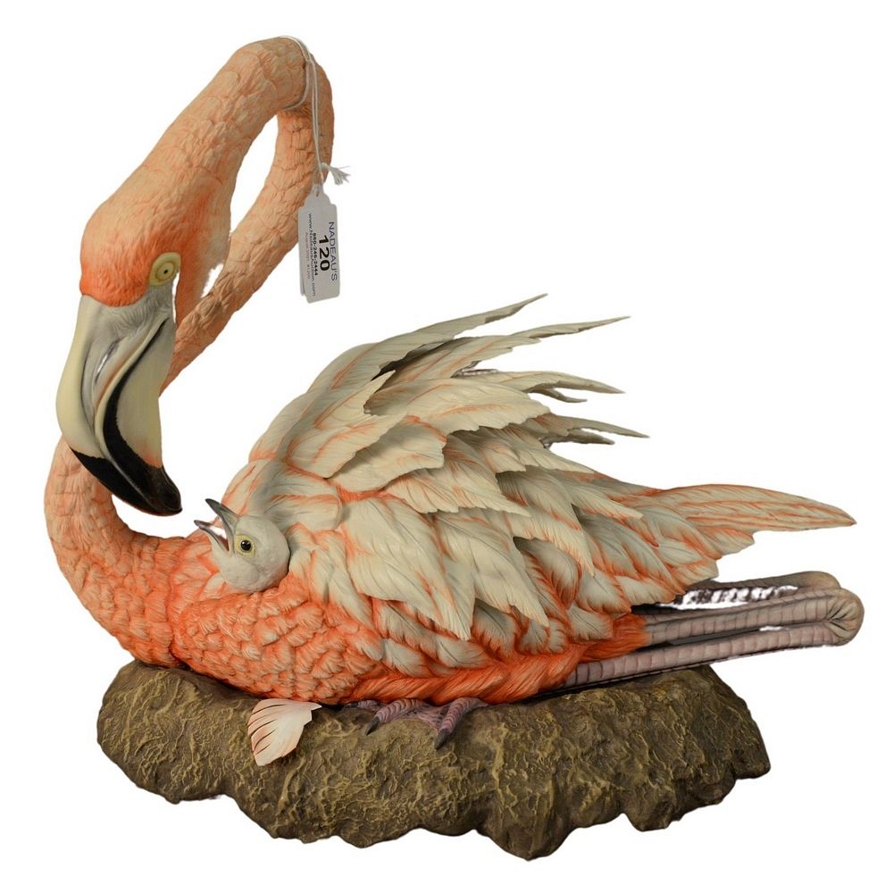 Appraisal: Boehm Porcelain Sculpture of a Nesting Flamingo and Chick marked