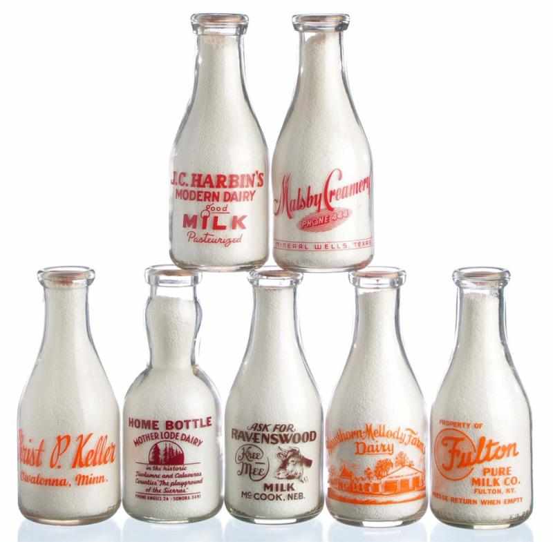 Appraisal: Lot of Milk Bottles from Various Locations Description Lot includes