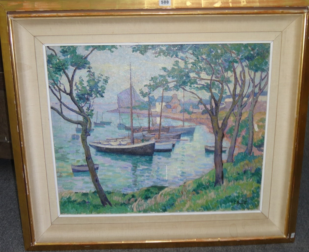 Appraisal: Clementine Ballot - Harbour scene oil on canvas signed cm