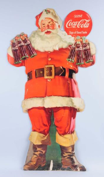 Appraisal: s Coca - Cola Santa Stand Up Sign This cardboard