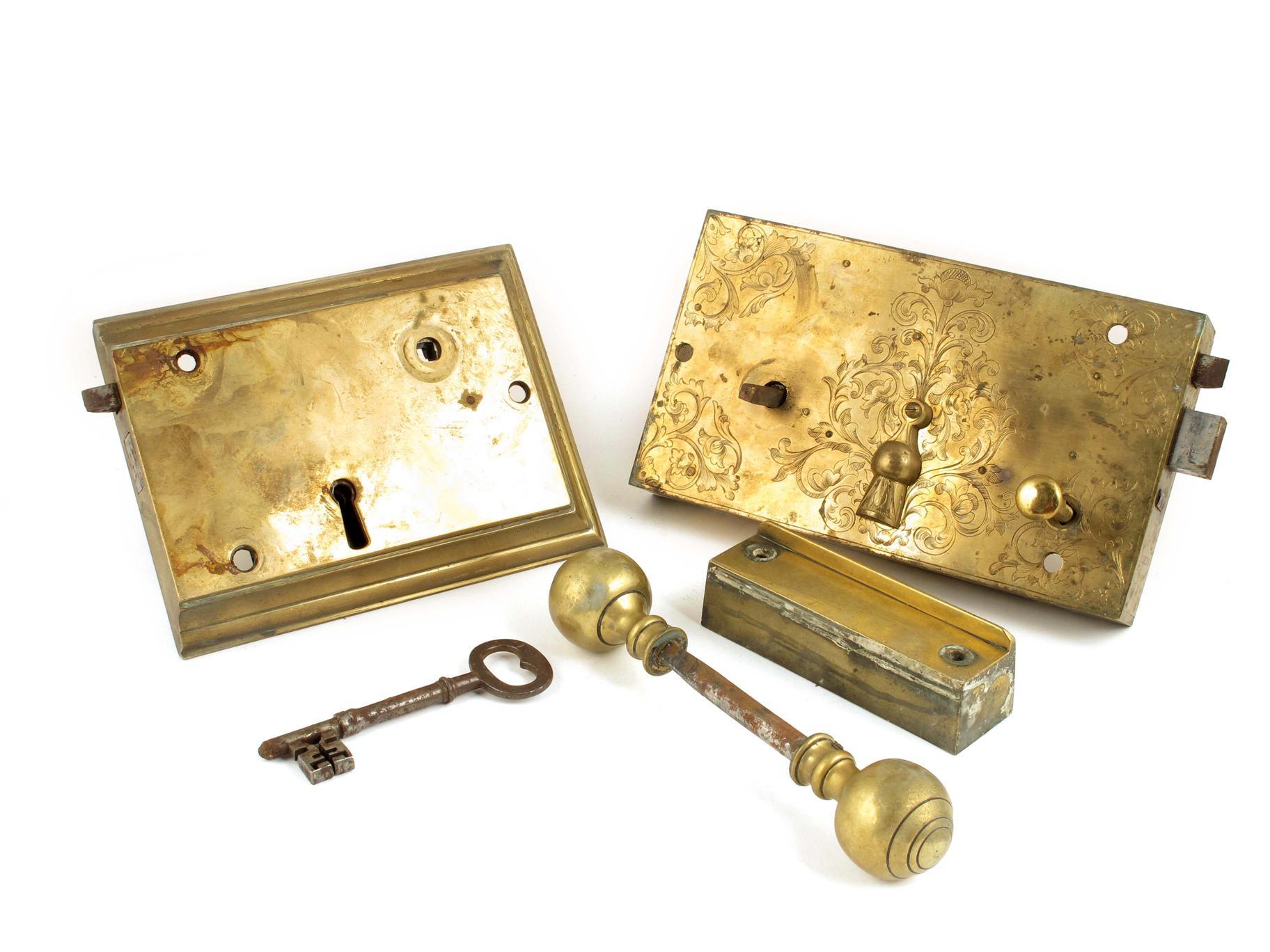 Appraisal: A brass and steel mortice lock in th century style