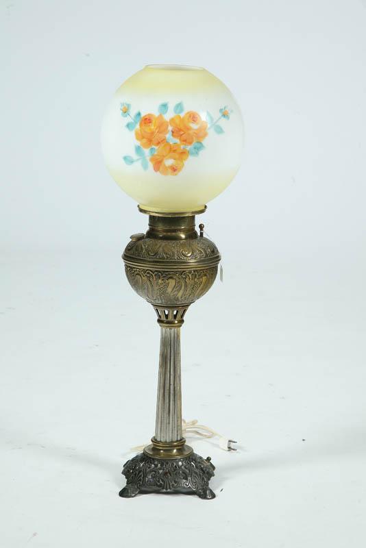 Appraisal: BANQUET LAMP The lamp has a yellow and white ball