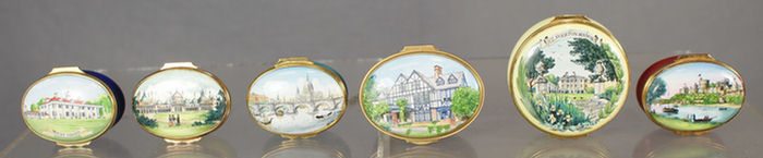 Appraisal: great house themed enameled boxes Halcyon Days by Bilston Windmar