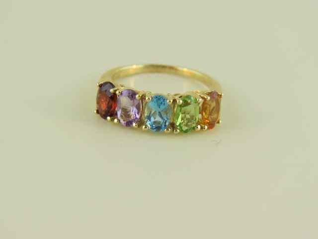 Appraisal: Gemstone Ring oval citrine peridot blue topaz amethyst garnet in