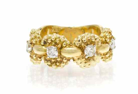 Appraisal: An Karat Yellow Gold and Diamond Ring containing four round